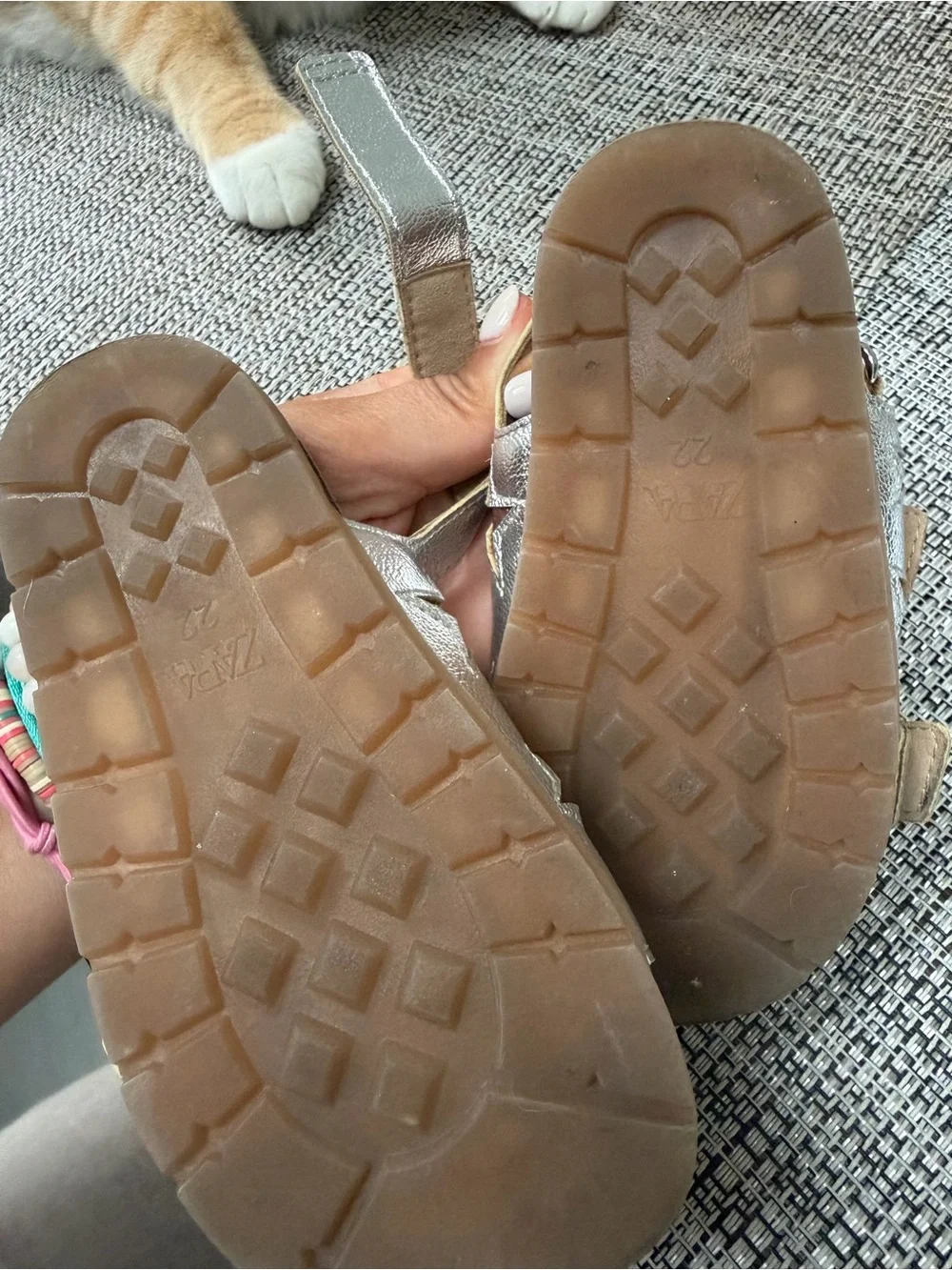 Zara Silver Sandals with Rose-Gold Star Accents